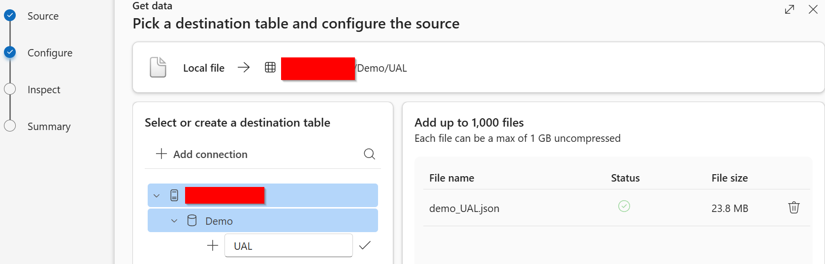 ADX one-click ingestion workflow